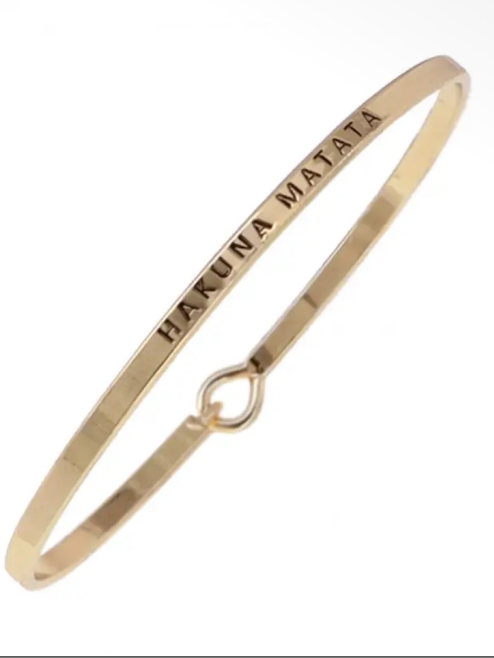 Gold Tone 'Hakuna Matata' Engraved Bangle Bracelet